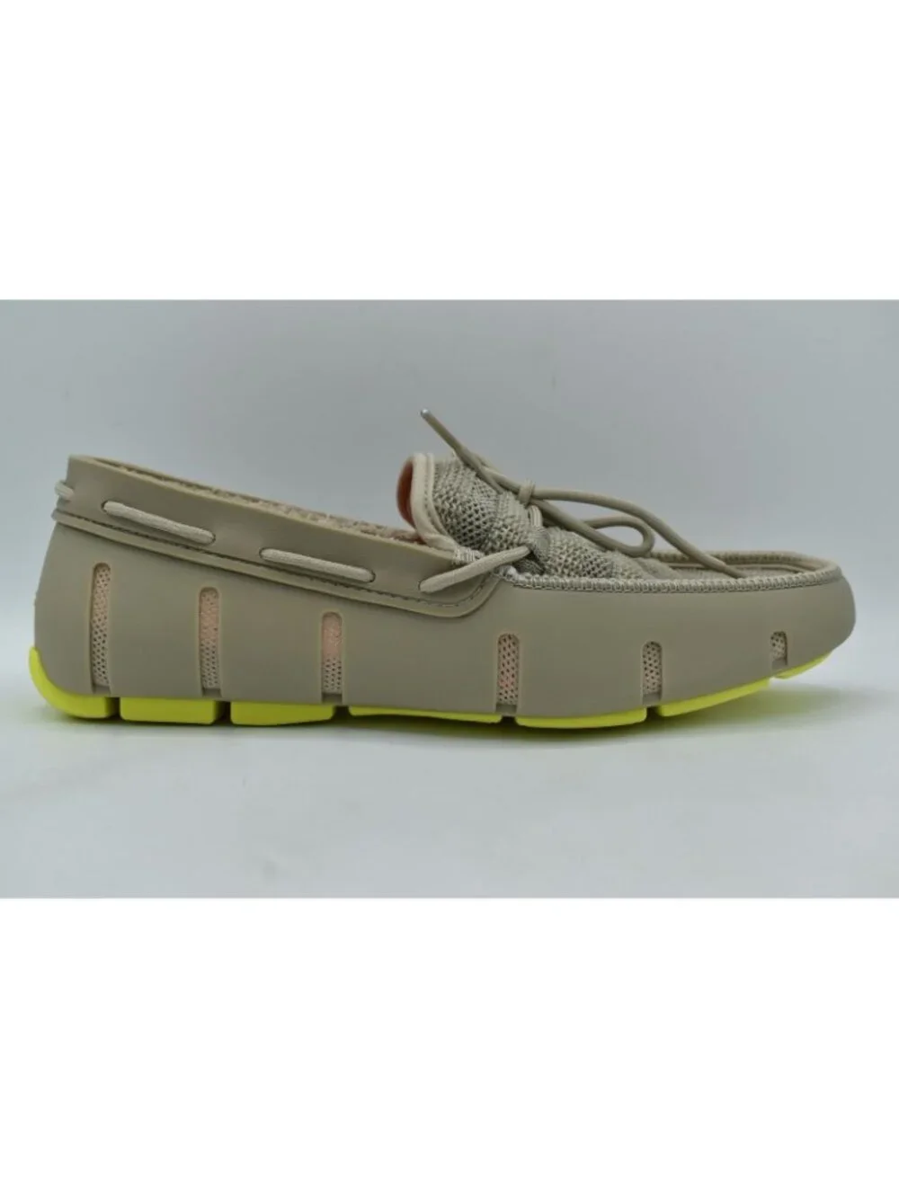 SWIMS Mens Size 8‎ Terry Knit Lace Sand Dune Citron Loafers Shoes